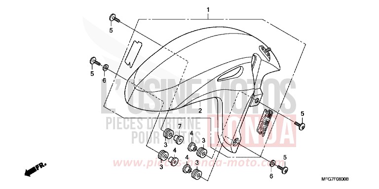 KOTFLUEGEL, VORNE von Hornet ABS PEARL SIENA RED (R320) von 2009
